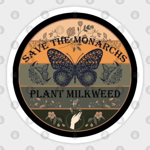 Save The Monarchs Plant Milkweed Sunset Organic Sticker by mythikcreationz